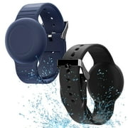 YUNOVA Waterproof Air Tag Bracelet for Kids 2 Pack, Soft Silicone Air Tag Hidden Wristband Kids, Lightweight GPS Tracker Compatible with Apple AirTag Watch Band for Child